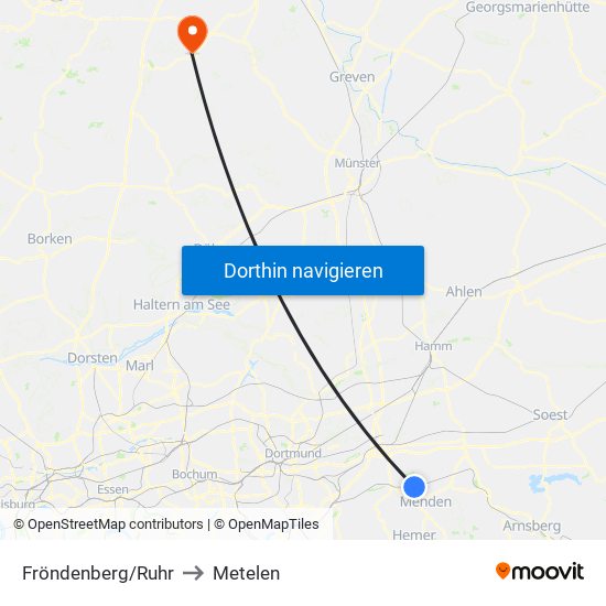 Fröndenberg/Ruhr to Metelen map