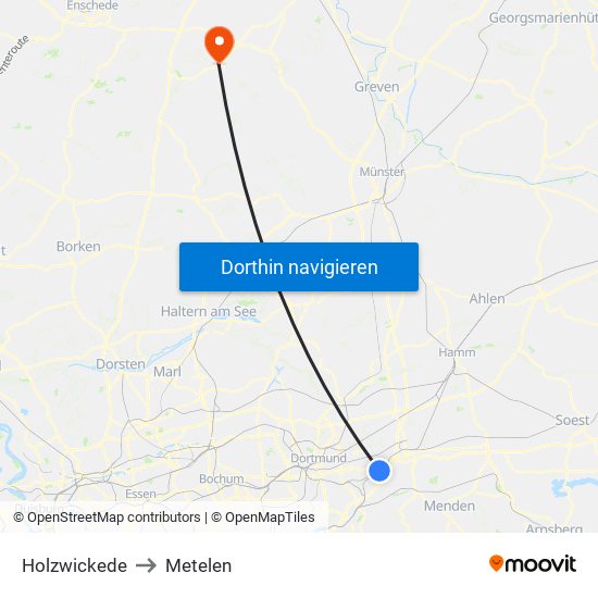 Holzwickede to Metelen map