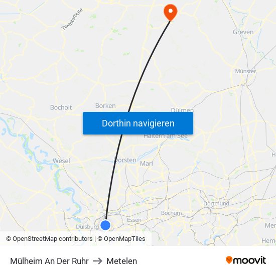 Mülheim An Der Ruhr to Metelen map