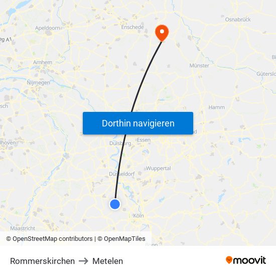 Rommerskirchen to Metelen map