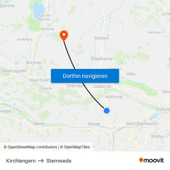 Kirchlengern to Stemwede map