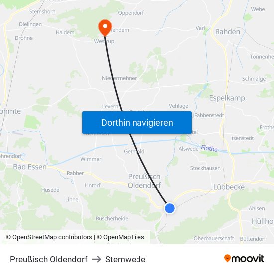 Preußisch Oldendorf to Stemwede map