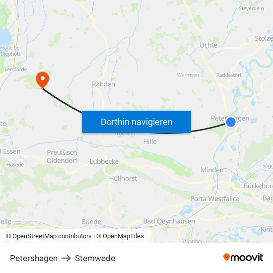 Petershagen to Stemwede map