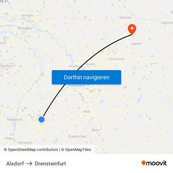 Alsdorf to Drensteinfurt map