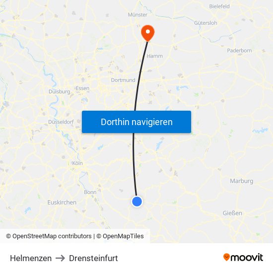 Helmenzen to Drensteinfurt map