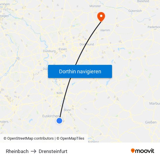 Rheinbach to Drensteinfurt map