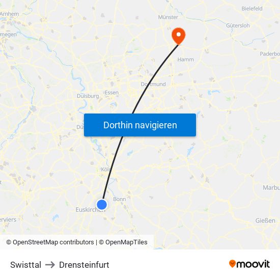 Swisttal to Drensteinfurt map