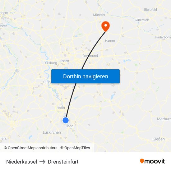Niederkassel to Drensteinfurt map