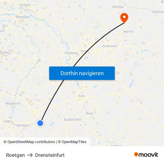 Roetgen to Drensteinfurt map