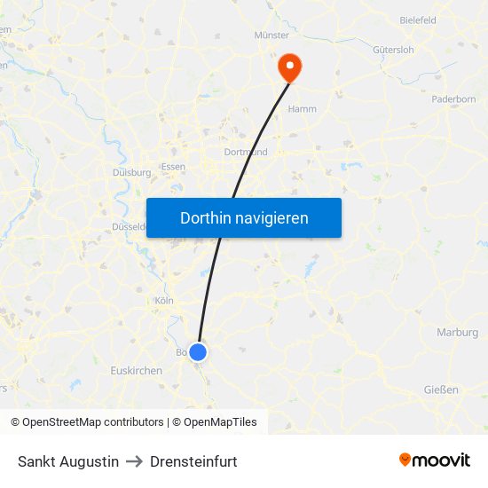 Sankt Augustin to Drensteinfurt map