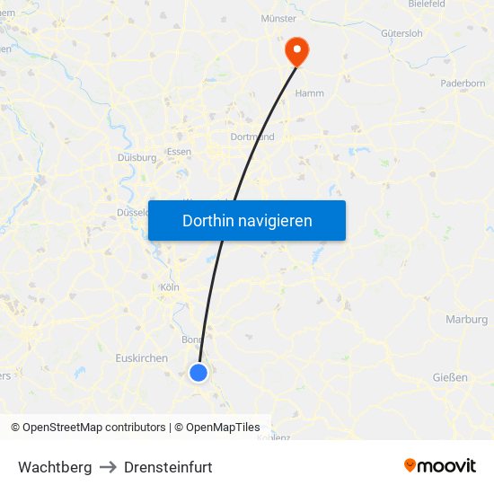 Wachtberg to Drensteinfurt map