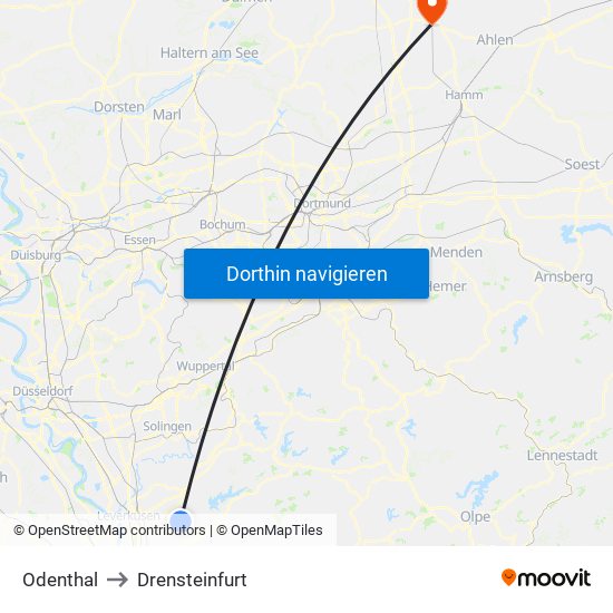 Odenthal to Drensteinfurt map