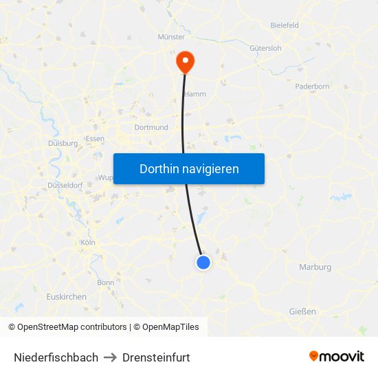 Niederfischbach to Drensteinfurt map