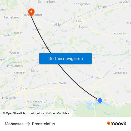 Möhnesee to Drensteinfurt map