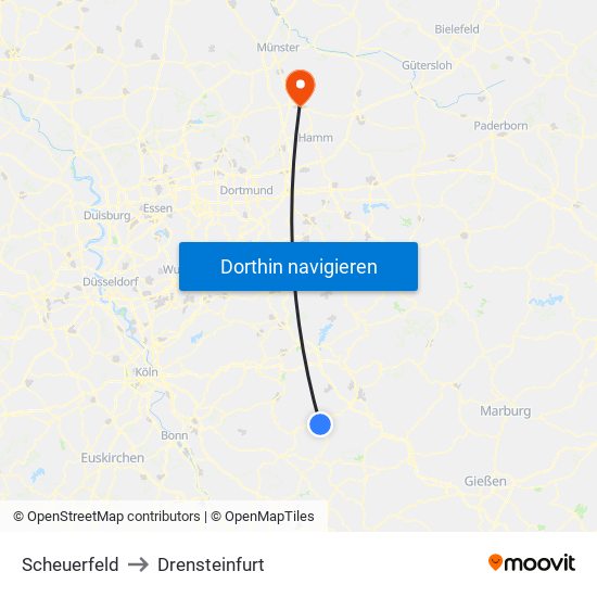 Scheuerfeld to Drensteinfurt map