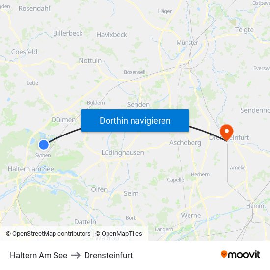 Haltern Am See to Drensteinfurt map