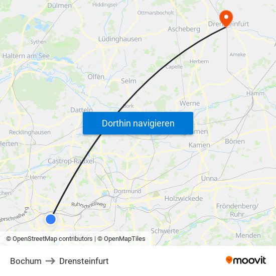 Bochum to Drensteinfurt map