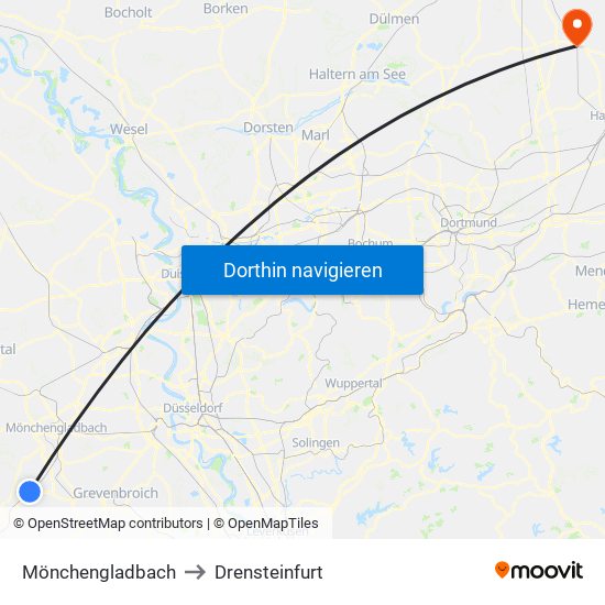 Mönchengladbach to Drensteinfurt map