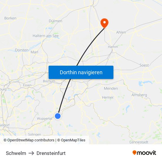 Schwelm to Drensteinfurt map