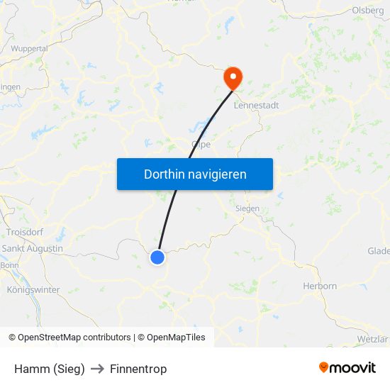 Hamm (Sieg) to Finnentrop map