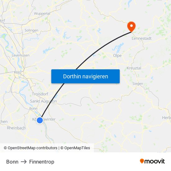 Bonn to Finnentrop map