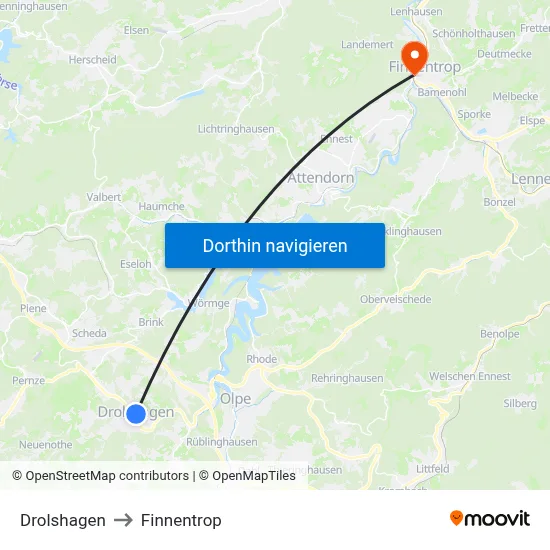 Drolshagen to Finnentrop map