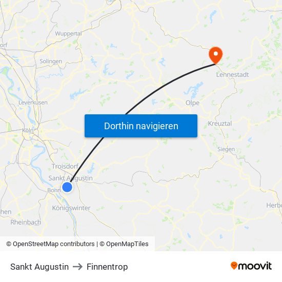 Sankt Augustin to Finnentrop map