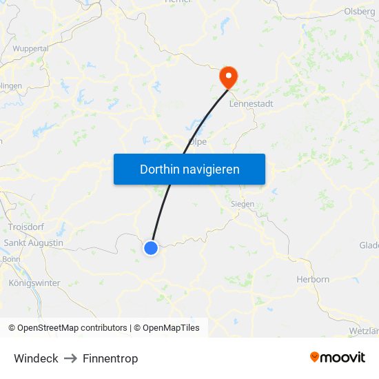 Windeck to Finnentrop map