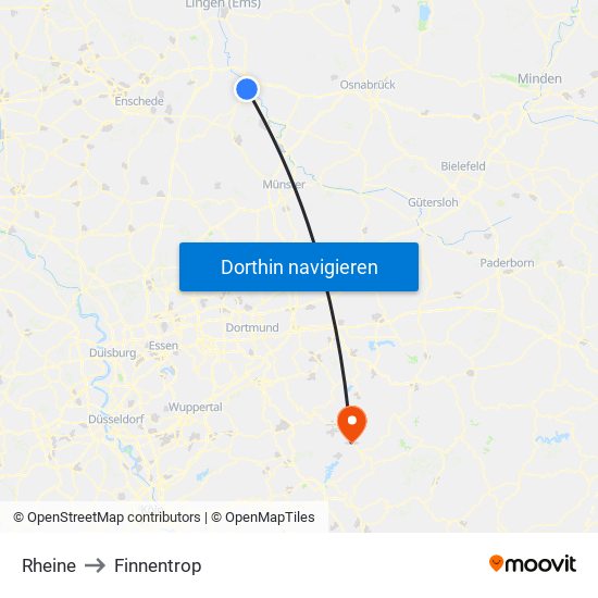 Rheine to Finnentrop map