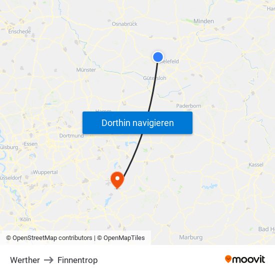 Werther to Finnentrop map