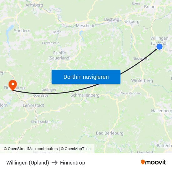 Willingen (Upland) to Finnentrop map