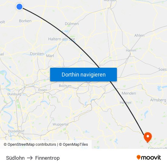 Südlohn to Finnentrop map