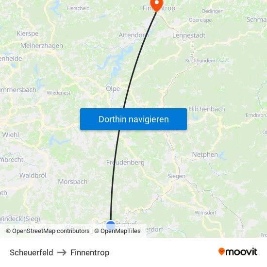 Scheuerfeld to Finnentrop map