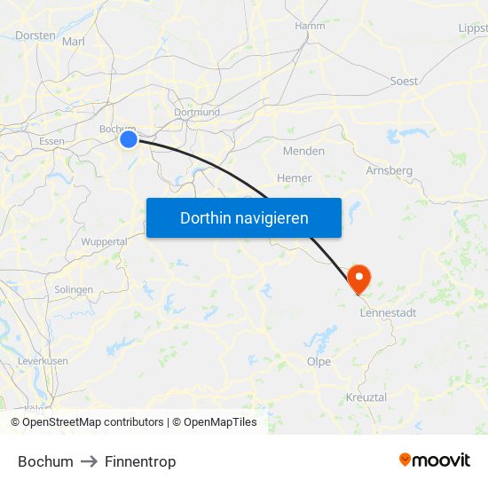 Bochum to Finnentrop map