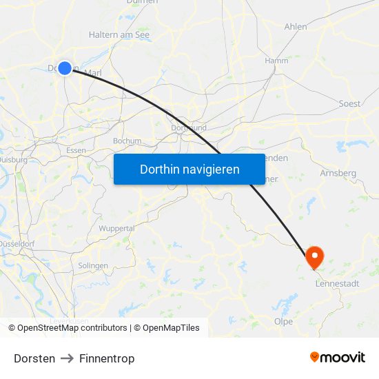 Dorsten to Finnentrop map