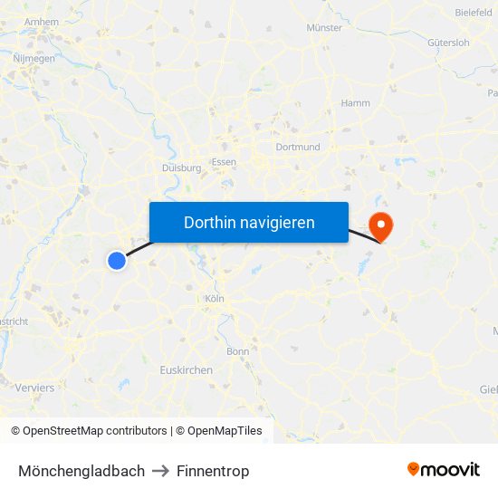 Mönchengladbach to Finnentrop map