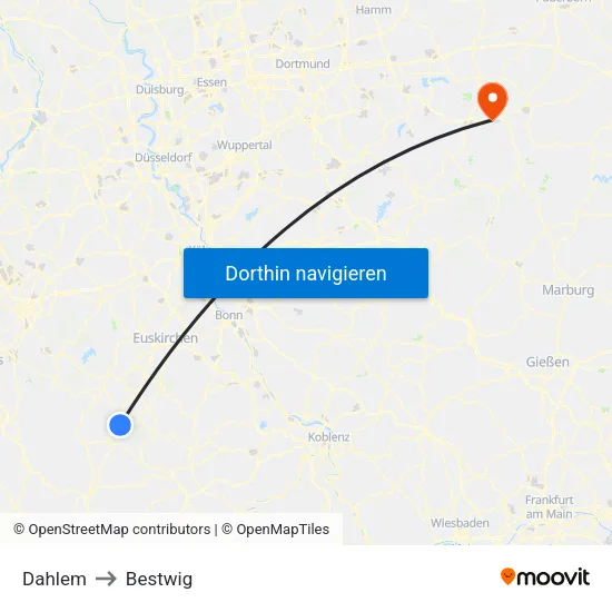 Dahlem to Bestwig map