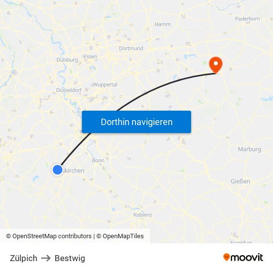 Zülpich to Bestwig map