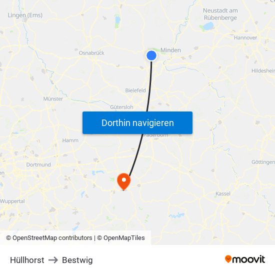 Hüllhorst to Bestwig map