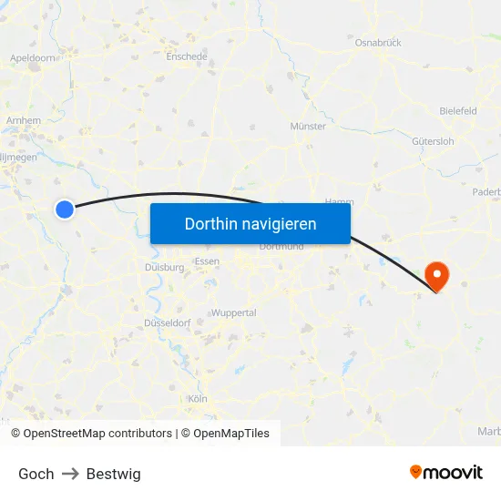 Goch to Bestwig map