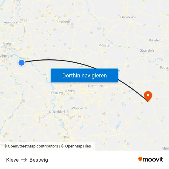 Kleve to Bestwig map