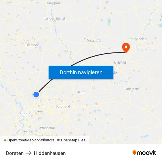 Dorsten to Hiddenhausen map