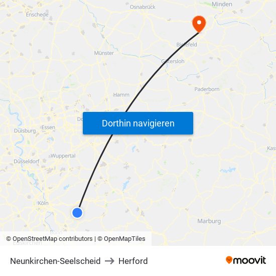 Neunkirchen-Seelscheid to Herford map