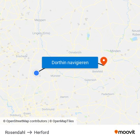 Rosendahl to Herford map