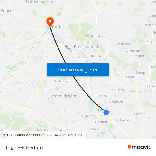 Lage to Herford map