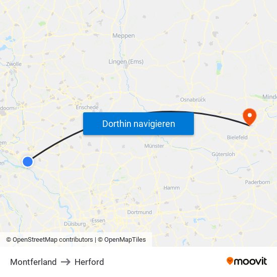 Montferland to Herford map