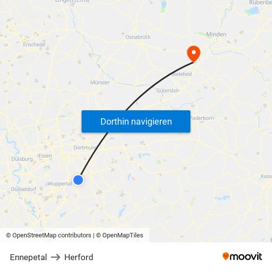 Ennepetal to Herford map