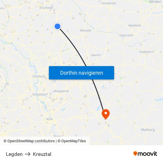 Legden to Kreuztal map