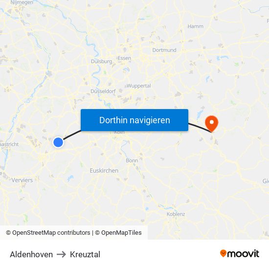 Aldenhoven to Kreuztal map