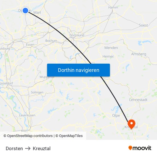 Dorsten to Kreuztal map